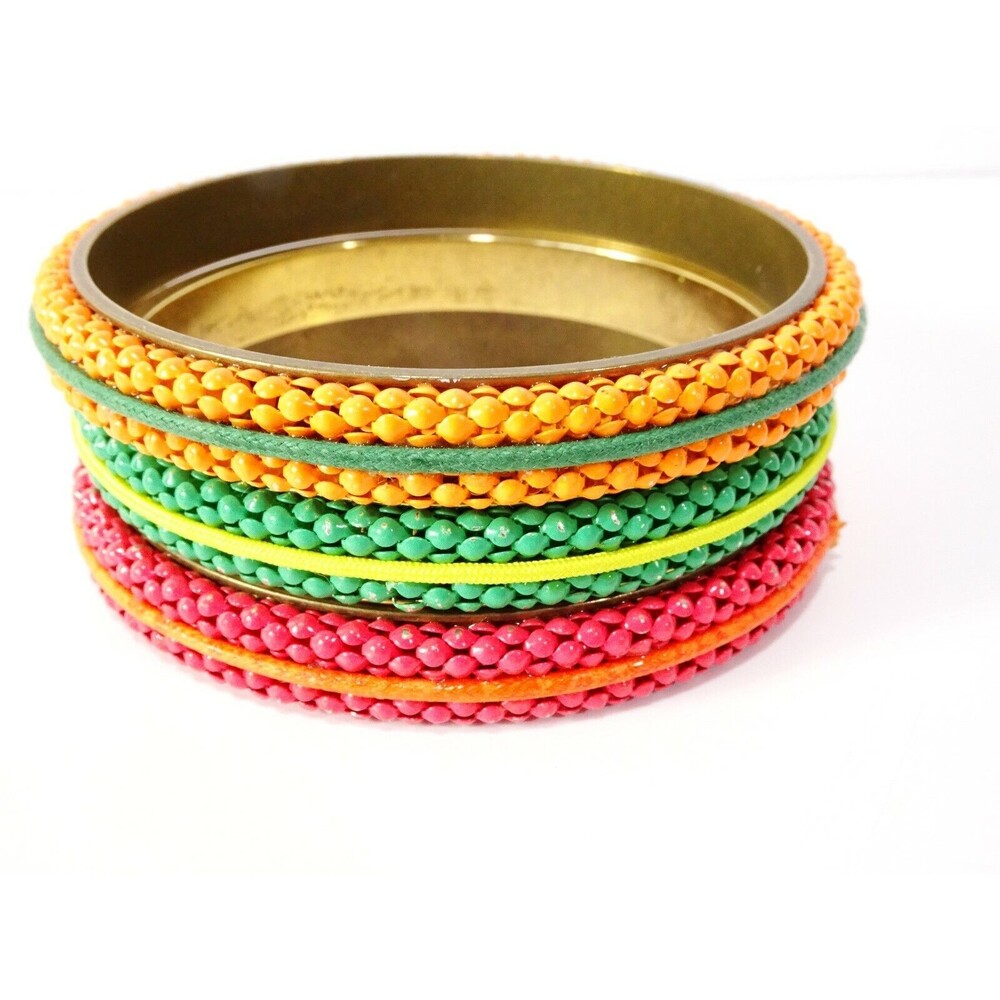 Lee Angel Neiman Marcus Women's Mesh Dot Bangle Set 3 Bracelet NWT 195 RAINBOW